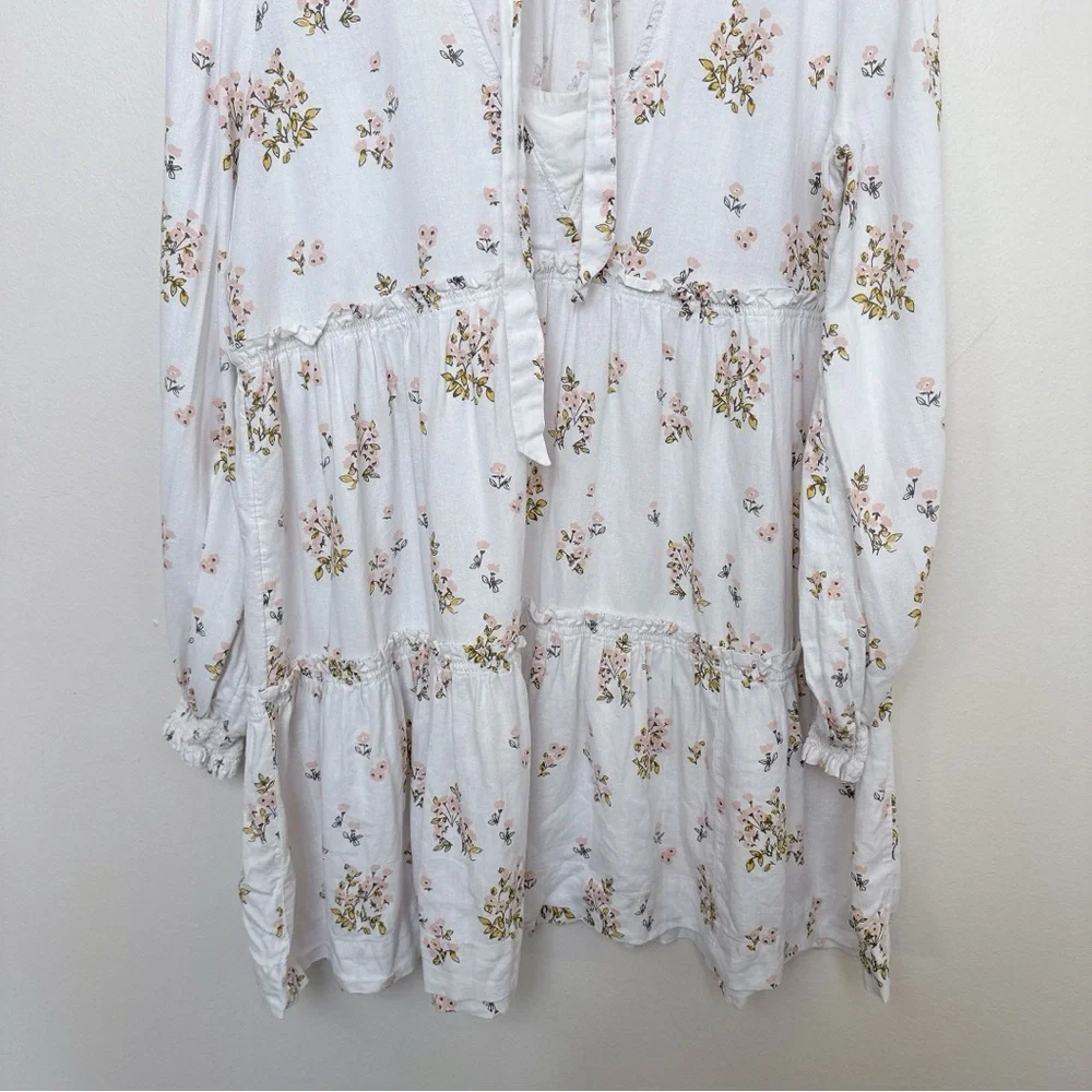 Free People Womens Small Four Mini Dress Floral Long Sleeve - Picture 12 of 13